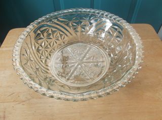 Large Anchor Hocking Stars And Bars Clear Glass Serving Or Salad Bowl