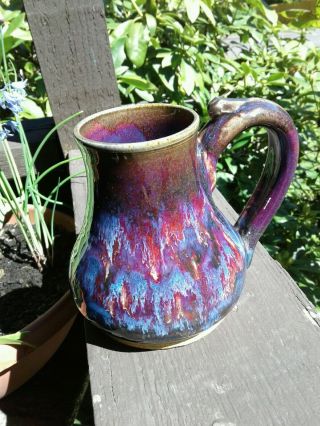 Studio Pottery Coffee Mug Hand Thrown Ceramic Art Signed Hough Purple No Spill
