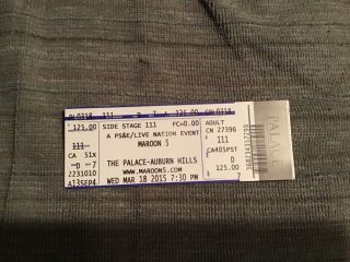 2015 Maroon 5 Concert Ticket