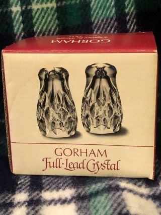 Nos Pair Vintage Salt & Pepper Shakers Gorham Lead Crystal 3 " Althea