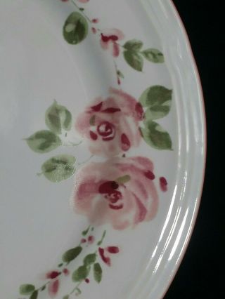 Set Of 4 Gibson Everyday 9.  75 " Dinner Plates Pink Roses Green Flowers