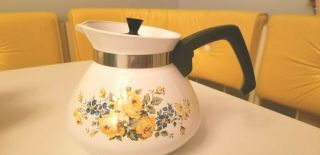 Vintage Corningware Lancaster Yellow Rose Teapot 6 Cup