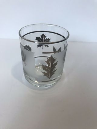 Set of 6 - MCM Vintage Frosted Silver Leaf Libbey Cocktail Rocks or Juice Glasses 5