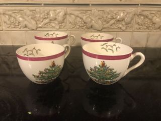 Vintage Spode Christmas Tree (red Trim) Cup Only Copeland Rare - Set Of 4