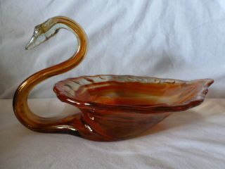 Shades Of Orange Hand Blown Art Glass Swan Vase Murano Style