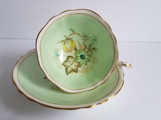 Paragon Tea Cup And Saucer Set Fine Bone China England Green Vintage
