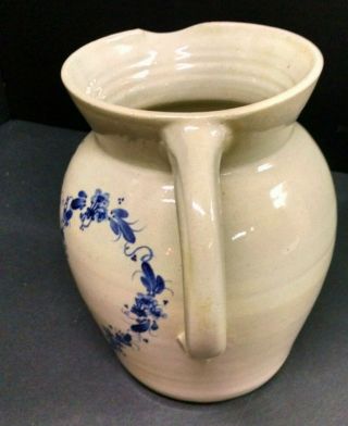 Vintage Paul Storie Pottery Blue Floral Heart Pitcher/Jug,  9 - 1/2 