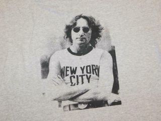 Vtg John Lennon Beatles York City Gray T Shirt Sz L Mens Fruit Of The Loom
