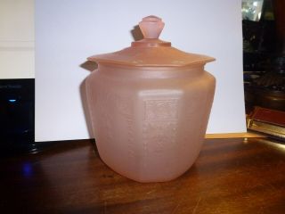 Anchor Hocking Princess Pink Depression Glass Cookie Biscuit Candy Jar With Lid