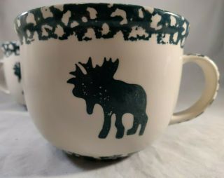 2 Folk Craft Moose Country Extra Large Mugs by Teinshan Green Sponge Paint 4