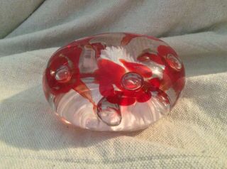 Vintage St.  Clair Multi Color Vase & Red Paperweight Bubble Glass Paperweight 5