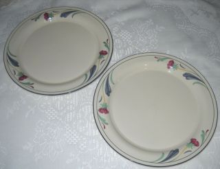 2 Lenox Poppies On Blue 10 3/4 " Chinastone Dinner Plates,  Retired,  Exc