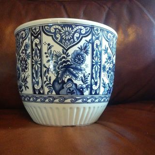 Delft Made By Boch For Royal Sphinx Blue/white Planter