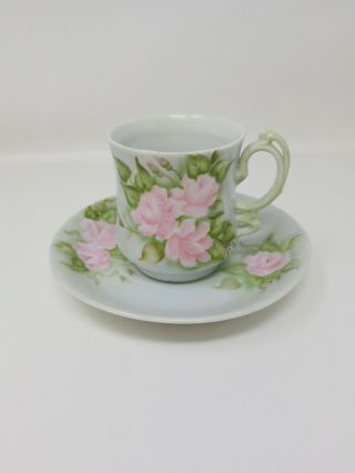 Vintage Porcelain Hand Painted Mustache Tea Cup Saucer