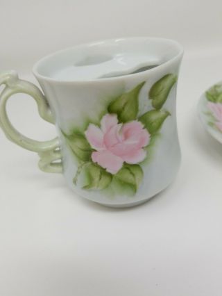 VIntage Porcelain Hand Painted Mustache Tea Cup Saucer 4