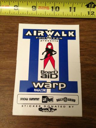Airwalk Board Aid Ii Vintage Sticker Black Flys Porno For Pyros Tony Hawk Skate