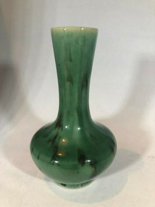 Vintage Green Onyx Glazed Art Pottery Vase 2