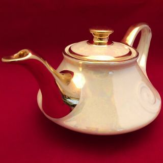 VINTAGE Pearl China Co 22k Trimmed Teapot Set Iridescent Pearl Lusterware 4
