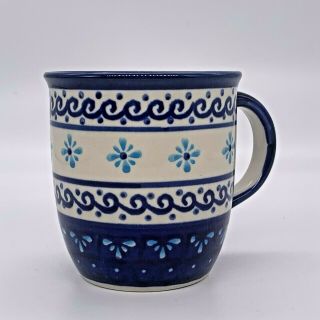 Set Of 3 Boleslawiec Polish Pottery Mugs For Coffee/tea/hot Cocoa 8 ozs 5