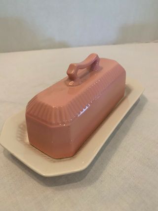 Independence 1776 Ironstone Interpace Japan Pink Cream Butter Dish With Lid Euc