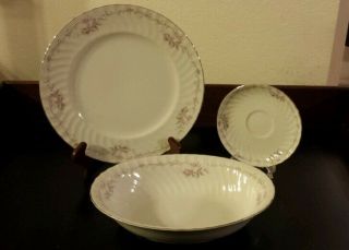 Gold Standard Fine Porcelain China Plate,  Saucer,  And Oval Serving Bowl.