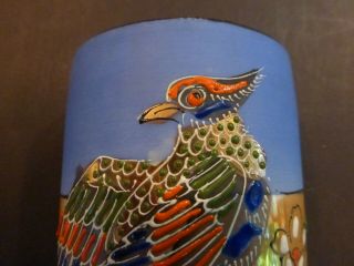 Vintage Lusterware Wall Pocket Vase Flower Bird Design Hand Painted Japan 2