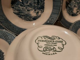10 ROYAL CURRIER AND IVES BLUE RIM SOUP BOWLS 8 & 1/2 