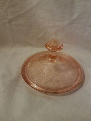 Jeannette Floral Poinsettia Pink Depression Glass Sugar Lid Only Replacement