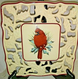 Lenox Winter Greetings by Catherine McClung - Pierced Trivet - Red Cardinal - NIOB 3