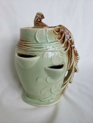 Vintage McCoy Pottery Vase/Planter - Peacock Bird - Green/Teal/Brown - EUC 2