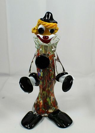 Vintage 8 1/4 Inch Murano Glass Clown Figurine