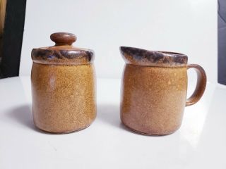 Vintage Mccoy Pottery Usa Canyon Mesa Creamer And Sugar W/lid Set 1414 Brown