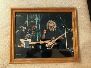 Jerry Garcia & Neil Young Framed Photo From The Bill Graham Memorial 1991