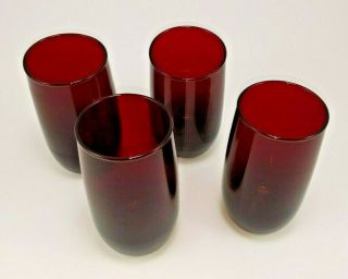 Red Vintage Drinking Glasses Set Of 4 Absolutely Gorgeous