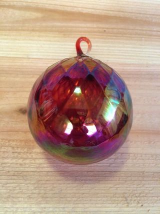 Vintage The Glass Eye Hand Blown Iridescent Orb Christmas Ornament