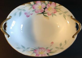 Noritake Azalea Serving Bowl.  Antique 10 1/2 Inch.  Hand Painted 19322 Red Stamp