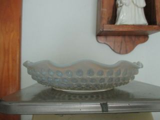 Vintage Fenton Opalescent Moonstone Hobnail 7 1/2 " Bowl Dish 1 5/8 " Deep