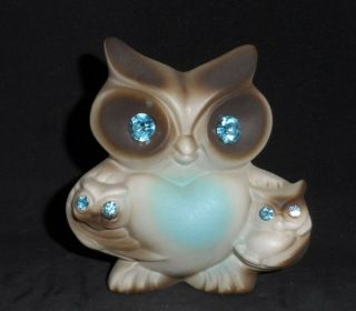Vintage Roselane Usa California Mama Owl Owlett Babies Pottery Figurine Jewels