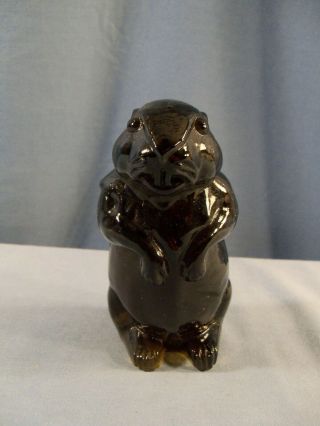 Imperial Dark Amber Glass Groundhog Figurine
