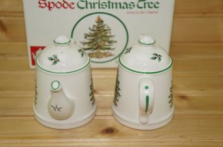 Spode Christmas Tree Teapot Salt Pepper Shaker SET - MADE IN ENGLAND 3