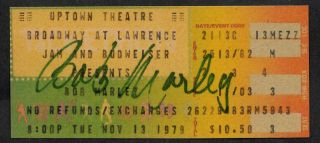 Bob Marley Autograph & Concert Ticket Reprint On 1970s Paper 9017