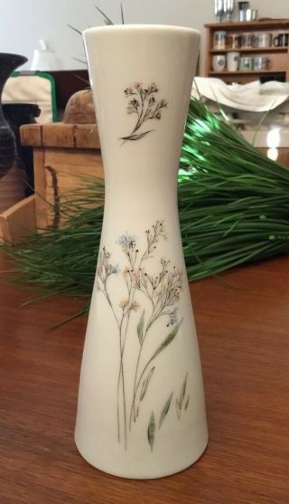 Rosenthal Germany 9.  75 " Mid - Century Modern White Porcelain Vase W/flower Relief
