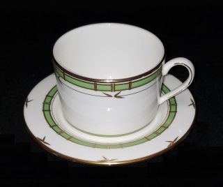 Lenox Kate Spade Ny Pompano Point Cup & Saucer Green Gold Bamboo Leaves