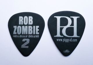Rob Zombie Guitar Pick 2010 Hellbilly Deluxe 2 Piggy D Black And Silver Pick