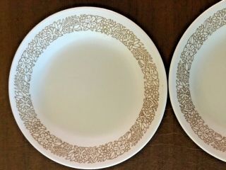 CORELLE Woodland Brown Bread & Butter Plates Set of 4 White Brown Floral 6 3/4 