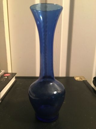 Colbalt Blue Glass 8” Tall Flower Vase
