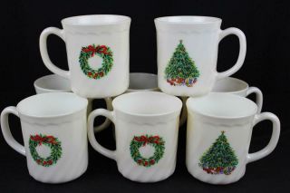 8 France House Of Salem Noel Porcelle Christmas Tree Coffee Cups Mugs Vintage
