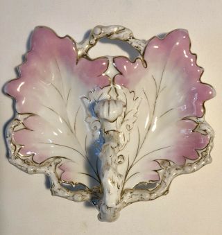 Vintage C.  T.  Made In Germany Porcelain Candy,  Nut Dish Pink,  White & Gold 4