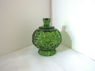 Vintage L.  E.  Smith Moon And Stars Candy Dish Green