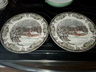 Johnson Brothers,  Friendly Village,  The School House,  2 Dinner Plates